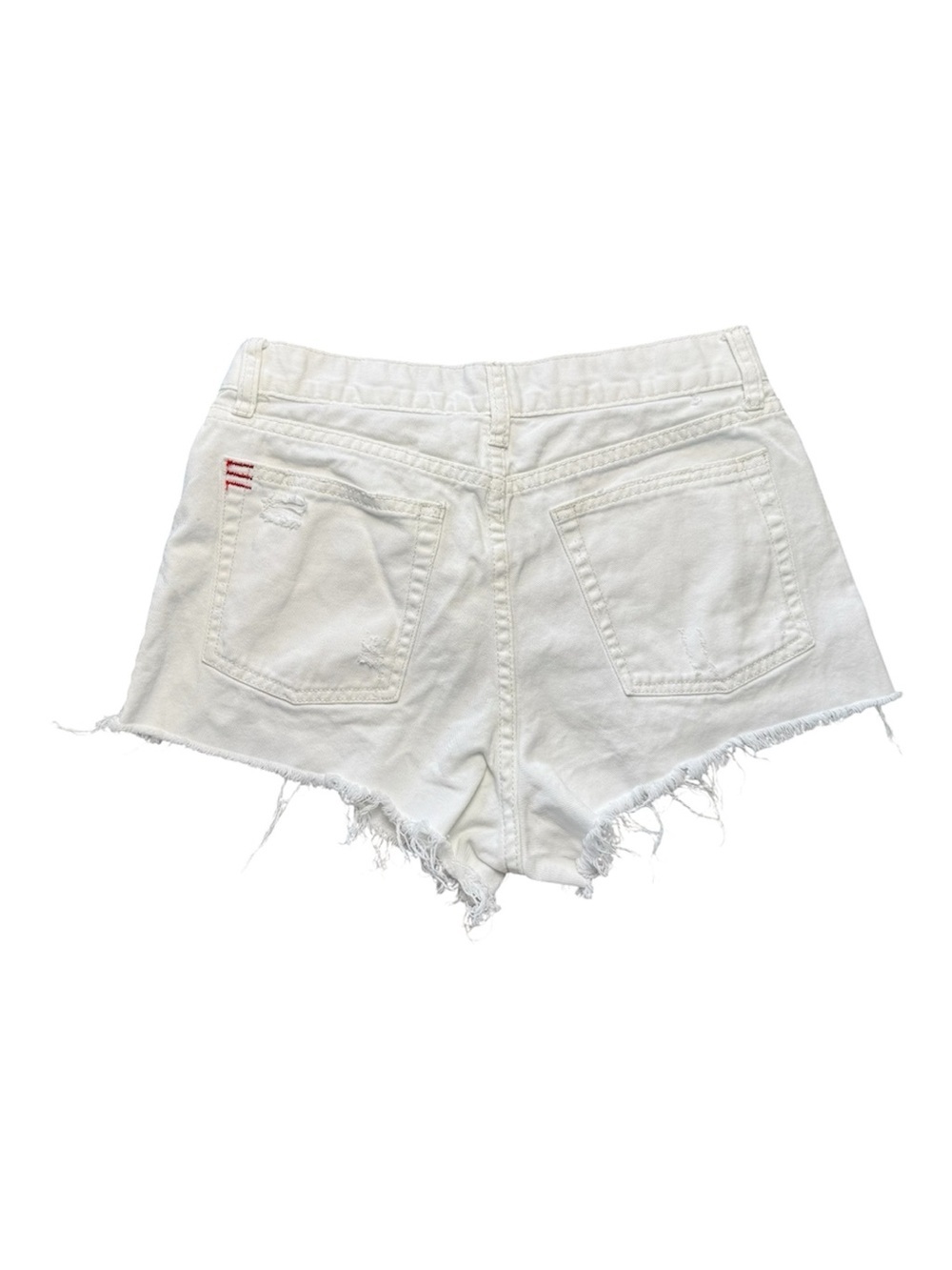 BDG White Distressed Frayed Hem Denim Shorts Size 28 - Cotton High-waisted - Picture 2 of 5